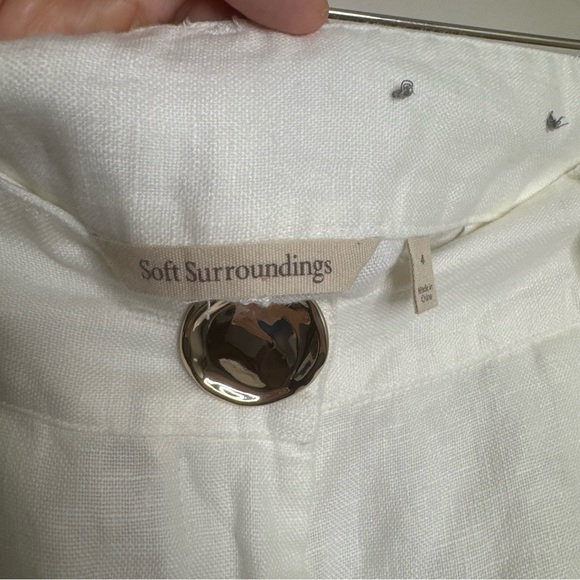 Soft Surroundings 100% Linen White Wide Leg Ankle Crop Resort Pants Size 4 - Picture 4 of 5